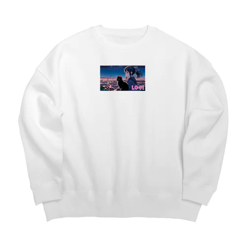 時空の旅猫アルトとミアの夜景物語 Big Crew Neck Sweatshirt