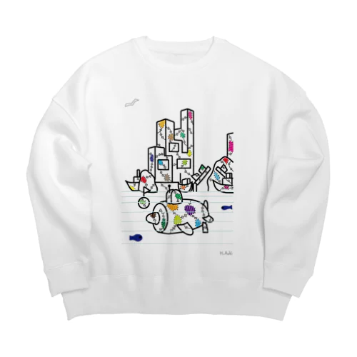 ボロい潜水艦や港 Big Crew Neck Sweatshirt