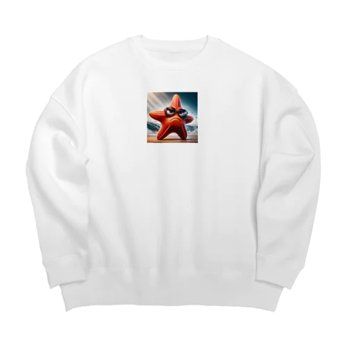 サングラスをかけた少し怒ったヒトデ - 海のユニークな仲間！ Big Crew Neck Sweatshirt