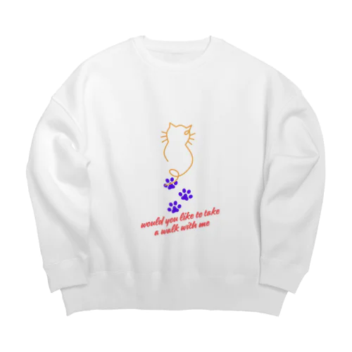 お散歩してる猫🐈 Big Crew Neck Sweatshirt