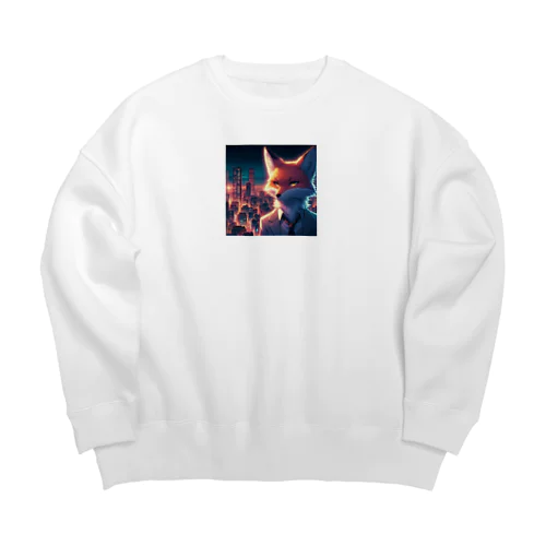 大都会に立つシリアスなキツネ② Big Crew Neck Sweatshirt