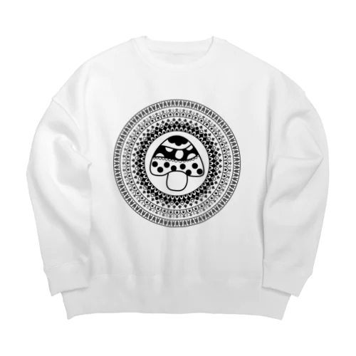 曼荼羅きのこ（黒線） Big Crew Neck Sweatshirt