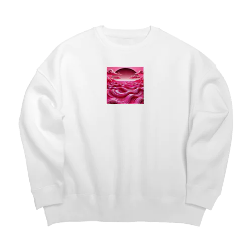 ホットピンクの海 Big Crew Neck Sweatshirt