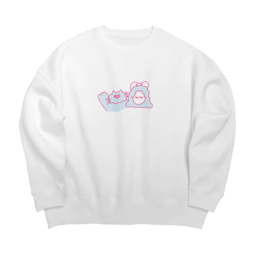 FMやまとラジオ「私が相談したいわ」シャム猫娘とシャム猫キャラクターグッズ Big Crew Neck Sweatshirt