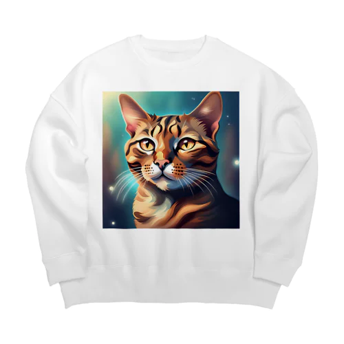 顔にシミがある茶トラ猫くん Big Crew Neck Sweatshirt