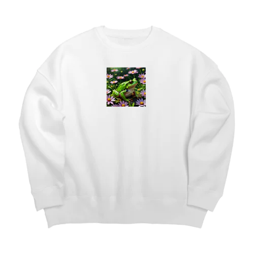 コスモスの上で休憩するアマガエル Big Crew Neck Sweatshirt