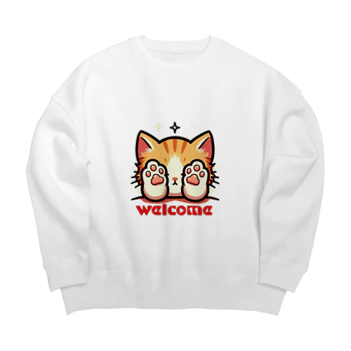 肉球で目隠し猫ちゃん Big Crew Neck Sweatshirt