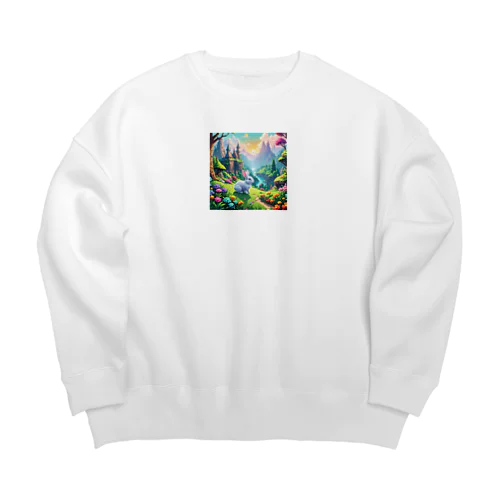 魔法の国の白ウサギ Big Crew Neck Sweatshirt