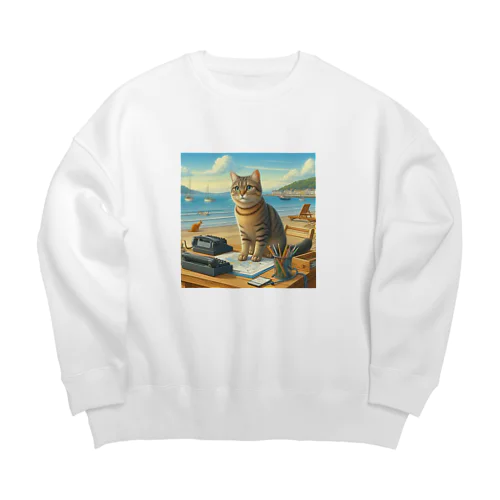 海辺の仕事猫 Big Crew Neck Sweatshirt