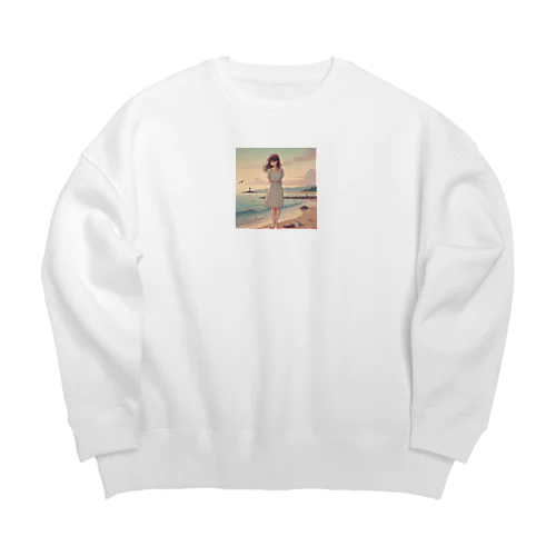 海辺の女の子 Big Crew Neck Sweatshirt