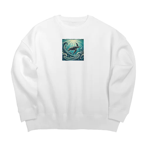 ウミガメと水流 Big Crew Neck Sweatshirt