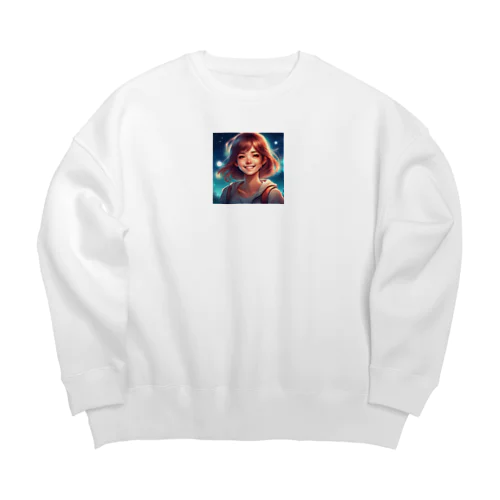 笑顔が魅力的な美少女 Big Crew Neck Sweatshirt