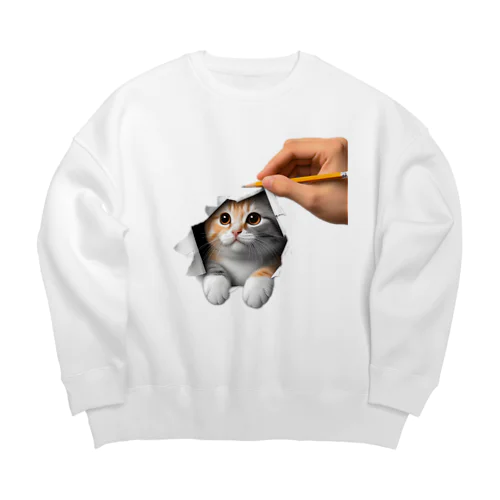 猫が出てくる Big Crew Neck Sweatshirt