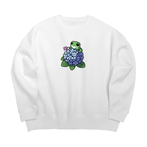 あじさいの花と🐸カエル君 Big Crew Neck Sweatshirt