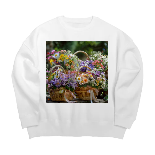 華やかな花が入った花かご　なでしこ1478 Big Crew Neck Sweatshirt