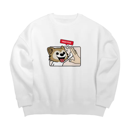 ハイタッチ！パピヨン Big Crew Neck Sweatshirt