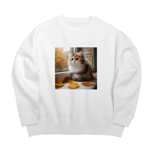 かわいい三毛猫グッズ Big Crew Neck Sweatshirt