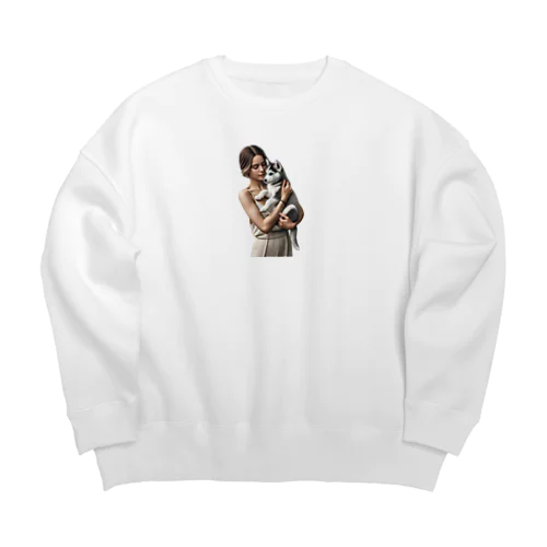 かわいさ満点！子犬のハスキー！ Big Crew Neck Sweatshirt