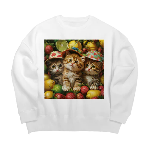 子猫のフルーツの楽園　なでしこ1478 Big Crew Neck Sweatshirt