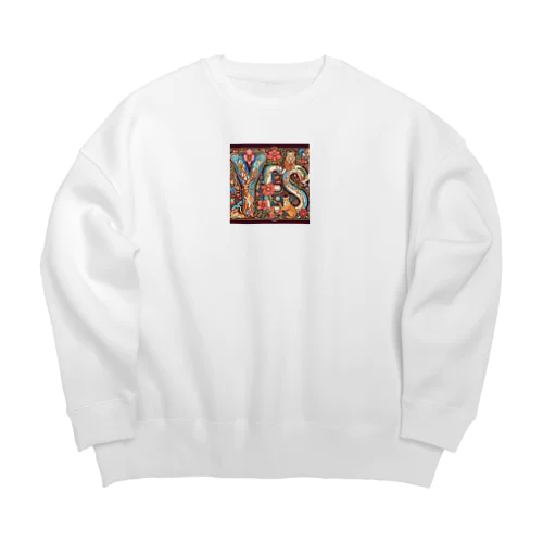 動物たちで描かれた文字　”YES” Big Crew Neck Sweatshirt