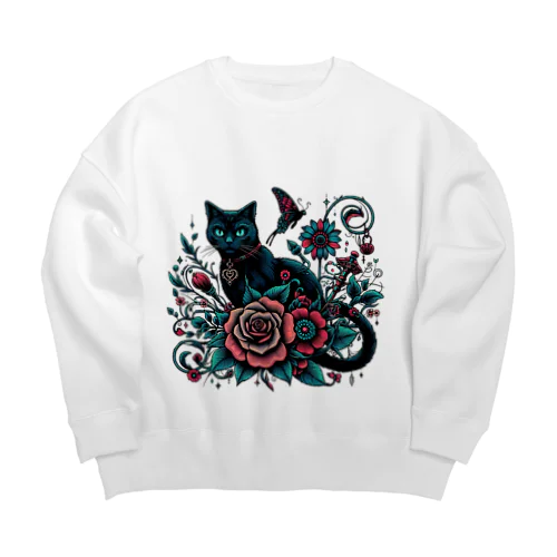 猫×蝶 Big Crew Neck Sweatshirt