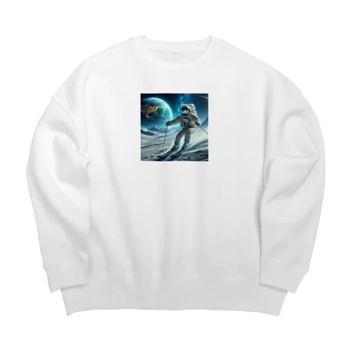 月面をスキーする宇宙飛行士 Big Crew Neck Sweatshirt