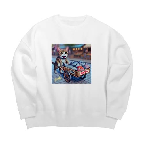 猫の魚屋さん Big Crew Neck Sweatshirt