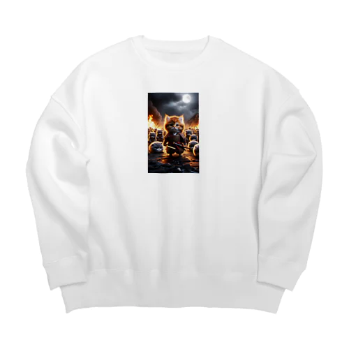 ねこの戦い Big Crew Neck Sweatshirt