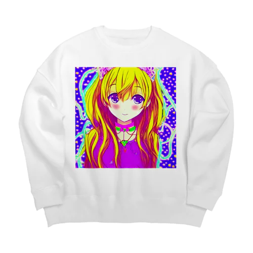 金髪優しげ★きゅぴきゅぴガール Big Crew Neck Sweatshirt