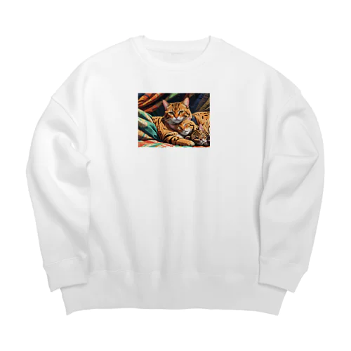 おやすみねこ Big Crew Neck Sweatshirt