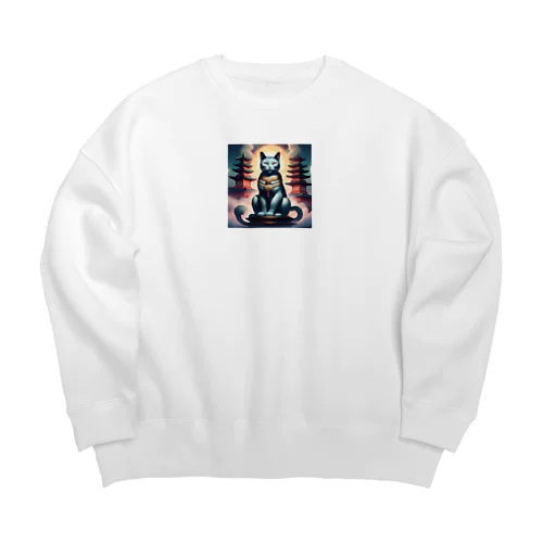 大仏風猫 Big Crew Neck Sweatshirt