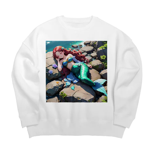 人魚姫のお昼寝 Big Crew Neck Sweatshirt