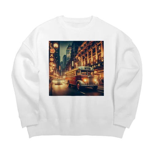 にほん深夜バス　 Big Crew Neck Sweatshirt