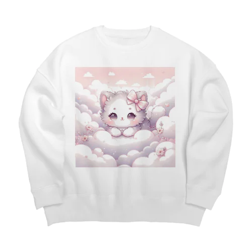 「雲の中のふわふわ子猫」 Big Crew Neck Sweatshirt