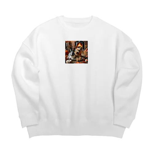 パンダうさぎとノーリッチテリア Big Crew Neck Sweatshirt