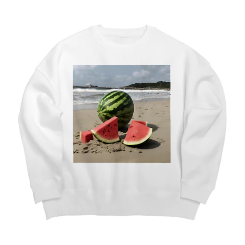 浜辺のスイカ Big Crew Neck Sweatshirt