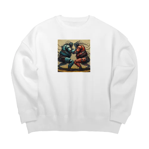 相撲をする人型ロボットたち Big Crew Neck Sweatshirt