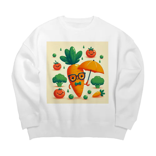 人参・トマト・ブロッコリー Big Crew Neck Sweatshirt