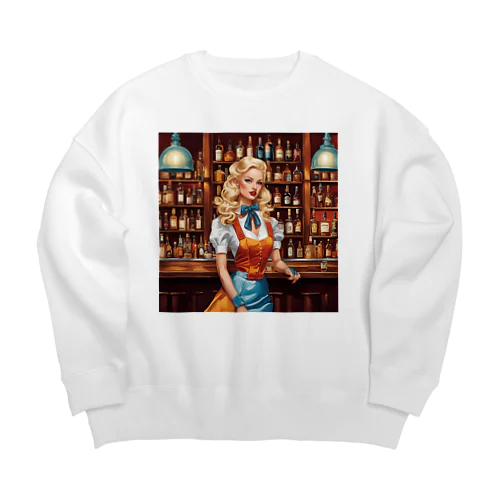 🍸シックなバーと謎の美女💄✨ Big Crew Neck Sweatshirt