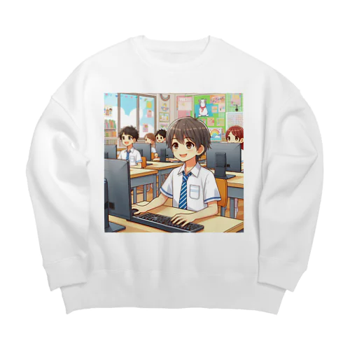 男の子　中学1年生　パソコン部 Big Crew Neck Sweatshirt