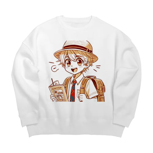 男の子　中学1年生　お散歩 Big Crew Neck Sweatshirt