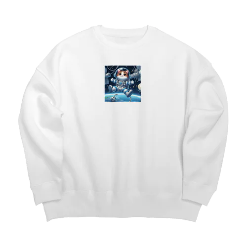 宇宙で漂う宇宙飛行猫 Big Crew Neck Sweatshirt