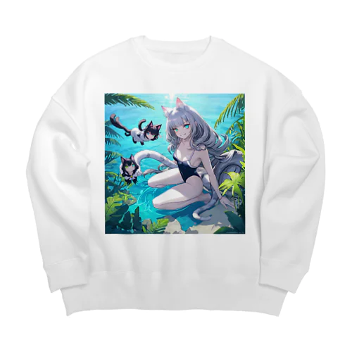 猫耳少女00024 Big Crew Neck Sweatshirt