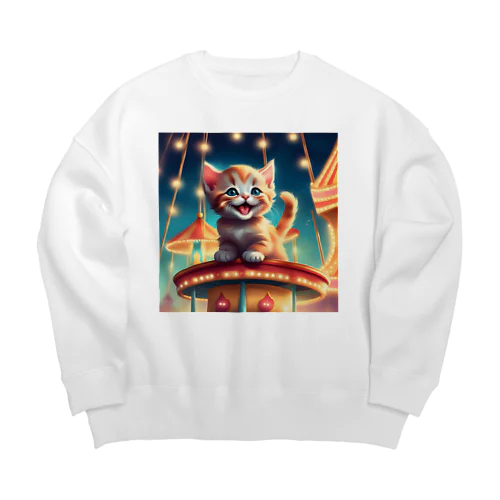 しっぽフリフリかわいい猫 Big Crew Neck Sweatshirt