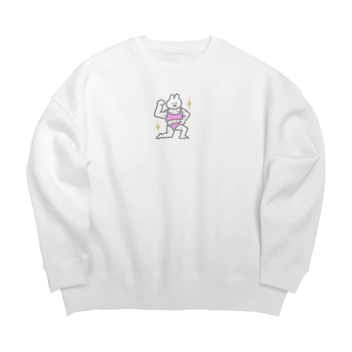 筋肉ムキムキうさぎさん Big Crew Neck Sweatshirt