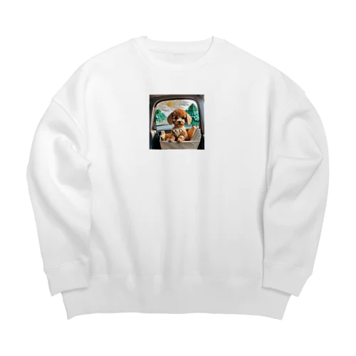 クルマに乗るトイプードル Big Crew Neck Sweatshirt