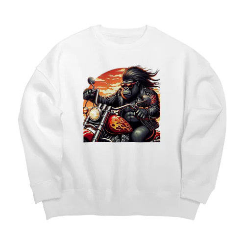 夕日に輝くゴリラ Big Crew Neck Sweatshirt