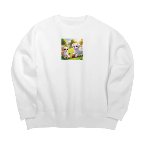 チワワとマルチーズの遊びの会議 Big Crew Neck Sweatshirt