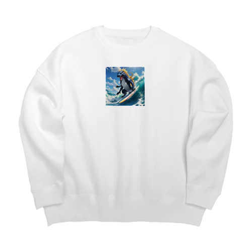 サーフィンをするファフニール Big Crew Neck Sweatshirt