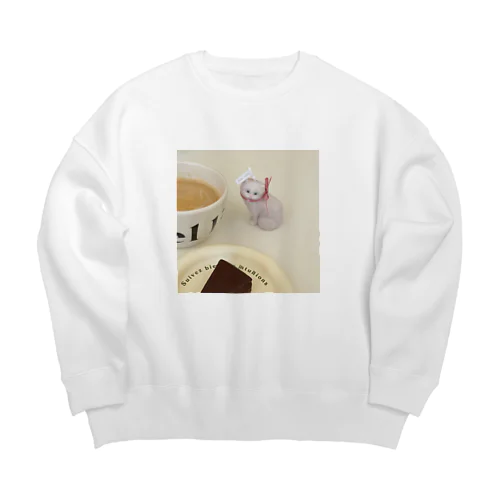 french cat Big Crew Neck Sweatshirt